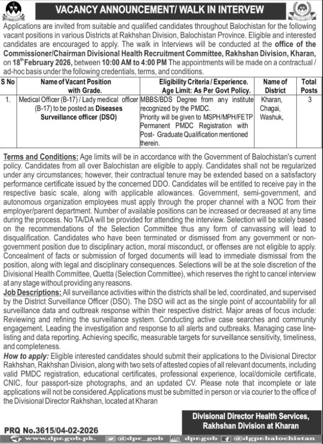 Director Health Services Kharan Jobs 2026