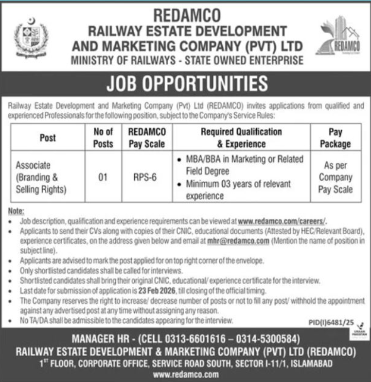 Railway Estate Development And Marketing Company Jobs 2025
